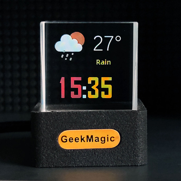 HoloCube Smart Crystal Display – Real-Time Weather, Time, GIFs & Bitcoin Crypto / Stocks (GeekMagic)
